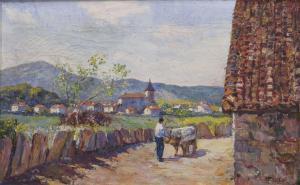FLOUTIER Louis 1882-1936,Scène de village au Pays basque,Conan-Auclair FR 2022-12-17