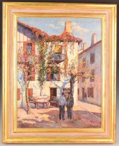 FLOUTIER Louis,Two Figures in a Sun-dappled Village Street,20th century,Tooveys Auction 2022-02-16