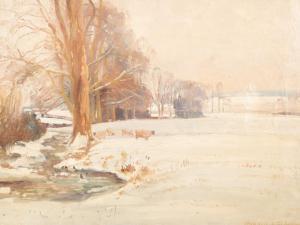 FLOYD Donald Henry 1892-1965,Sheep by a Stream in Winter,Simon Chorley Art & Antiques GB 2023-06-27