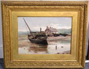 FLOYD HARRY 1871,Beached boat with figures in conversation beyond,Tennant's GB 2018-01-20