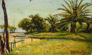 FOCARDI Ruggero 1864-1934,Giardini di ardenza in mattino di prima,1928,Galleria Pananti Casa d'Aste 2023-12-14