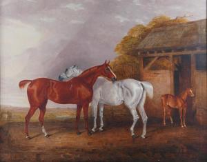 FOLKARD R.W.,A grey and chestnut horse with a foal,1834,Bellmans Fine Art Auctioneers 2023-03-28