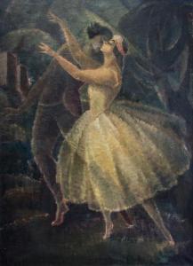 FOLL Maria Hiller 1880-1943,Ballett tanzendes Paar vor Landschaft,Nagel DE 2017-11-15