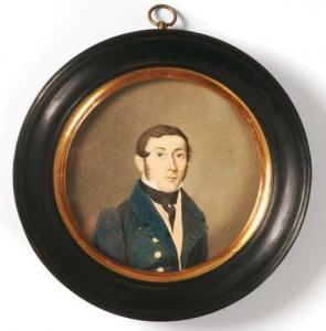 FOLLENWEIDER Adolf,miniature ronde à l'aquarelle sur papier, Bâle cir,1850,Piguet 2007-12-12