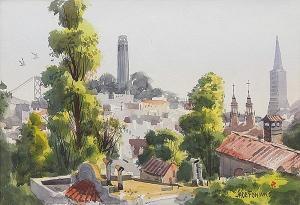 FON WOO Jade 1911-1983,View of Coit Tower,Clars Auction Gallery US 2014-06-15