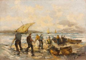 FONTAINE Alexandre Victor 1815,Pêcheurs sur la plage,Aguttes FR 2013-06-14