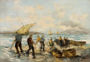 FONTAINE Alexandre Victor 1815,Pescadores en la playa,Duran Subastas ES 2022-01-26
