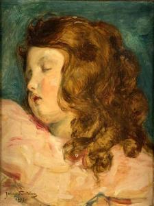 FONTAINE Jenny Maria 1862-1938,Portrait de jeune fil,1897,Saint Germain en Laye encheres-F. Laurent 2020-12-19