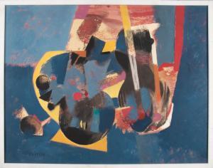 FONTAINE Viktor 1923-1995,Komposition auf blauem Grund,1985,DAWO Auktionen DE 2021-12-11