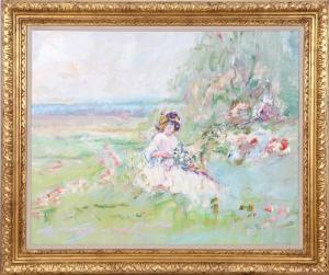 FONTAINE,Woman with Flowers in Garden,1970,Ro Gallery US 2023-07-27
