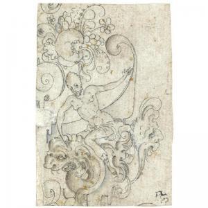 FONTAINEBLEAU SCHOOL,DESIGN FOR A DECORATION: A MAN RIDING A DRAGON,Sotheby's GB 2009-01-28