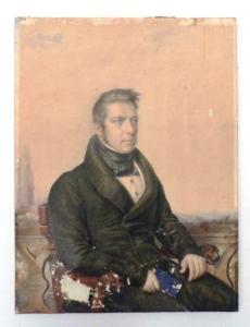 FONTALLARD Jean Francois Gerard 1777-1858,Portrait d'homme assis sur un balc,1835,Millon & Associés 2019-07-09