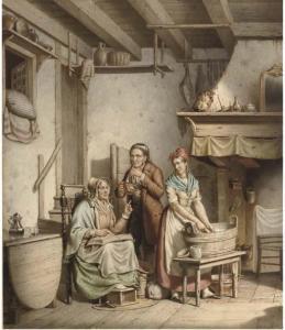 FONTENAY de Louis Henri 1800-1852,A country interior,1843,Christie's GB 2006-09-19