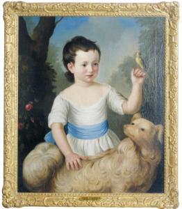 FORBES Anne 1745-1834,A young girl in a garden with her dog and her pet ,Christie's GB 2008-10-01