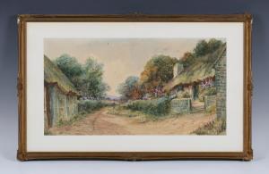FORBES Leyton,Thatched Cottages with Gardens in Bloom along a Co,Tooveys Auction 2022-06-08