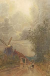 FORBES Patrick Lewis 1893-1914,Woman Leading Geese past a Windmill,David Duggleby Limited 2021-07-24