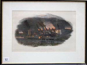 FORDYCE W,"Consett Iron Works, Durham" - engraving coloured ,Anderson & Garland GB 2009-03-10