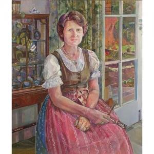 FOREMAN Margaret 1951,view of a seated lady holding spectacles,Eastbourne GB 2016-06-18