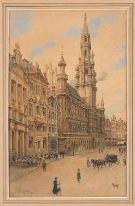 FORESTIER Amédée 1854-1930,La Grand Place de Bruxelles animée,Horta BE 2022-09-05