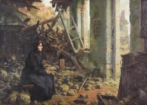 FORESTIER Amédée,Seated figure of a forlorn woman in the wreckage o,Canterbury Auction 2022-08-06