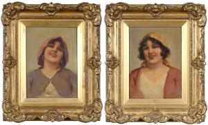 FORLENZA Eduardo 1861-1934,Portraits of Smiling Women,Brunk Auctions US 2022-05-19