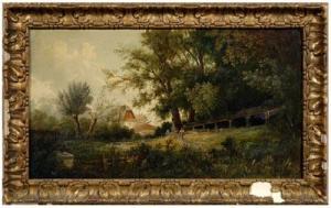 FORSTER karl 1800-1900,wooded landscape with mill and race,1877,Brunk Auctions US 2009-09-12