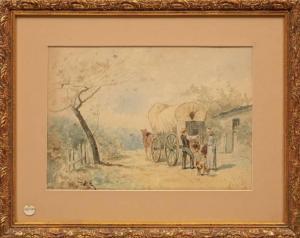 FORSYTH William 1854-1935,Man with Wagon Selling Poultry,1881,Neal Auction Company US 2022-02-16
