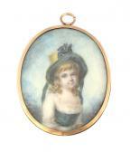 FORTIN R.,Portrait of a young girl with golden hair in a blu,1793,Sworders GB 2021-12-14