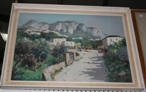 FORTINI A,View of Capri with Figures on a Road near Houses,Tooveys Auction GB 2009-08-12