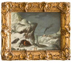 FOSCHI Francesco 1710-1780,Paysans dans une grotte sous la neige,Joron-Derem FR 2023-06-30