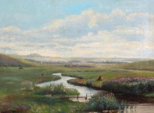 FOSS Harald 1843-1922,Landscape with a riverside,Bruun Rasmussen DK 2024-01-15