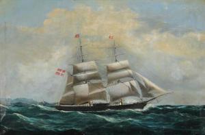 FOSS Peder Nielsen 1821-1882,Seascape with a Danish sailing ship.,1849,Bruun Rasmussen DK 2021-09-13