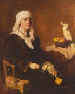 FOSTER William Frederick 1883-1953,Lady with Cockatoo,1940,John Moran Auctioneers US 2021-11-16
