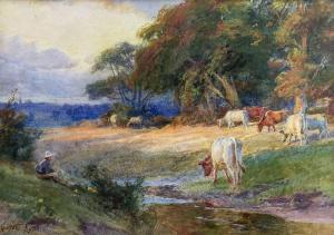 FOSTER William Gilbert 1855-1906,Cattle on the Riverside,David Duggleby Limited GB 2023-12-08