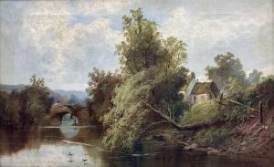 FOSTER William Gilbert 1855-1906,River Landscape with Stone Bridge,David Duggleby Limited 2023-12-08