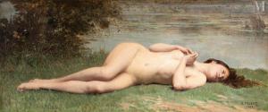 FOUBERT Émile Louis 1848-1911,Jeune fille allongée dans l'herbe,1893,Millon & Associés FR 2023-02-14