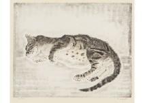 FOUJITA Tsuguharu Léonard 1886-1968,Chat endormi from LES CHATS,Mainichi Auction JP 2017-10-21