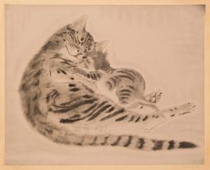 FOUJITA Tsuguharu Léonard 1886-1968,Chatte et chaton endormis,1929,Artprecium FR 2016-07-12