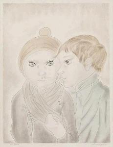 FOUJITA Tsuguharu Léonard 1886-1968,Deux adolescents, from Les Enfants,1929,Mallet JP 2015-04-24
