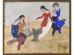 FOUJITA Tsuguharu Léonard,Femmes sur une balançoire,1918,Hôtel des ventes d'Avignon 2022-10-22