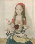 FOUJITA Tsuguharu Léonard 1886-1968,Jeune fille aux roses,1957,Lucien FR 2021-12-17