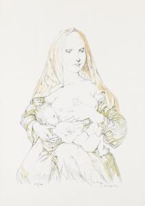 FOUJITA Tsuguharu Léonard 1886-1968,Maternité au Voile Rouge (Maternity in Red Veil,1964,Christie's 2018-05-27