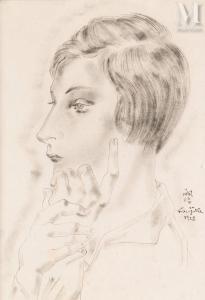 FOUJITA Tsuguharu Léonard 1886-1968,Portrait de jeune femme,1928,Millon & Associés FR 2024-03-26