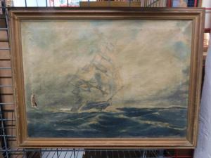 FOULKE Baynard Fish,clipper ship on rough waters,B.S. Slosberg, Inc. Auctioneers 2022-08-23
