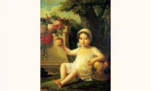 FOULLON Lucille 1775-1865,Portrait d'enfant à la corbeille de fruits dans un,De Nicolay 2001-12-12
