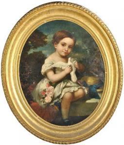 FOUQUE Jean Marius,L'enfant à l'oiseau,1859,Hiret-Nuges, Hotel des ventes de Laval 2018-02-17