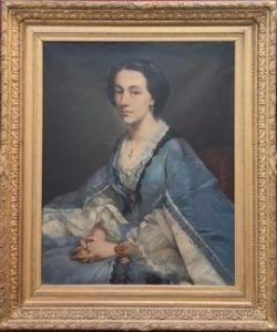 FOUQUE Jean Marius,Portrait de Dame assise à la robe bleue,1862,Lombrail - Teucquam 2021-12-10