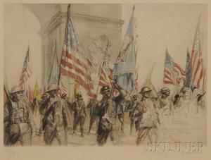FOUQUERAY Charles Dominique,American Troops Parading Under the Arc de Triomphe,Skinner 2012-10-28