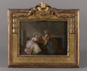 FOURNIER Jean Simon 1791-1799,Trois personnages dans un salon,Daguerre FR 2017-11-10