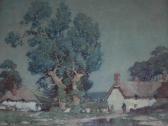 FOWERAKER Albert Moulton 1873-1942,DEVON COTTAGES AT TWILIGHT,Lawrences GB 2010-04-23